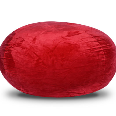 Red Velvet Bean Bag Chair - 3Ft. Comfortable Seat For Family Time. Washable Cover, Foam Filled. Double-Stitched Seams, Stable. Made In 3Ft . Living Room. Quality Foam. Double Stitching, Stylish.