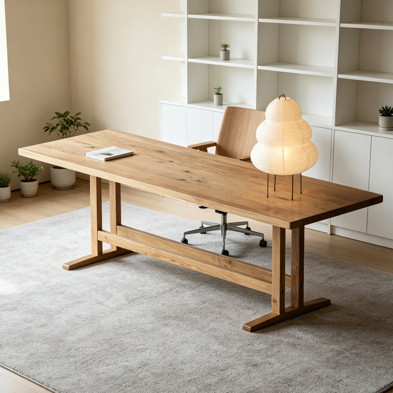 Attractive Sturdy Multi-functional Solid Wood Desk, 29.52" H x 94.48" W x 31.49" D
