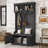 Black 4-In-1 Multifunctional Hall Tree With Coat Hooks & Storage Shoe Bench, Space-Saving Organizer For Entryway, Hallway & Living Room