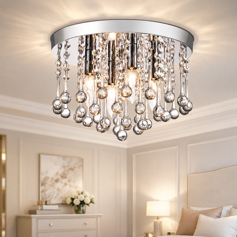 Theodora 11.8" W 4-Light Dimmable Flush Mount , Chrome
