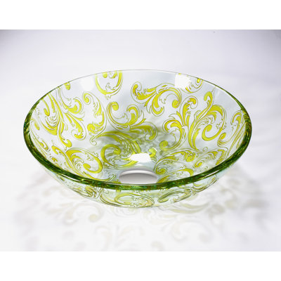 Legion Furniture 16.5'' Yellow Green Glass Circular Bathroom Sink
