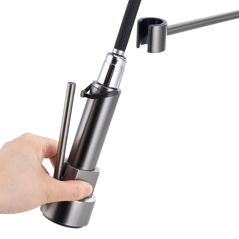 Belfry Kitchen Pull Out Kitchen Faucet, Grey