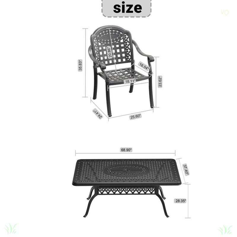 Ensemble de meubles de patio en aluminium coulé avec coussins de siège, 4