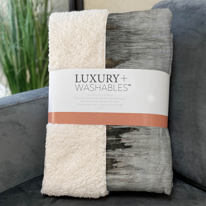 Addison Machine Washable Sherpa ASB807 Modern Throw Blanket