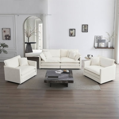 Athenia Chenille Fabric Upholstered Sofa Chat Set