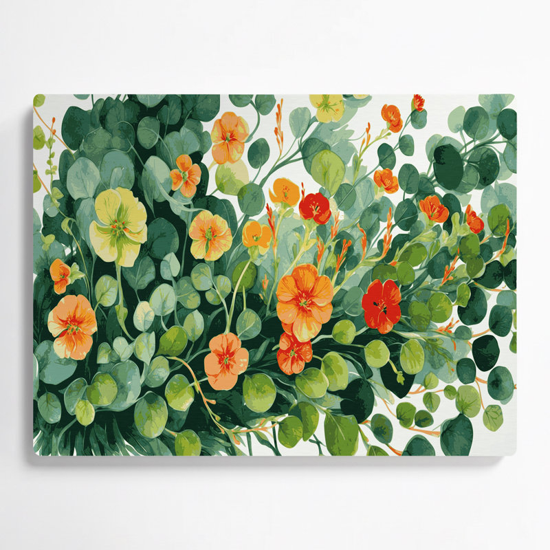 Art mural en métal légumes vert capucine, H 11 po x l 14 po