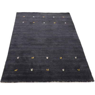 Handwoven Wool Gabbeh Uni Black Rug