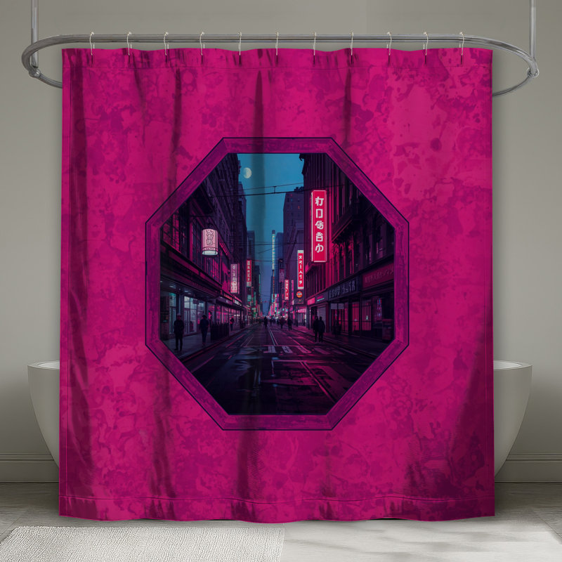 Rideaux de douche Pink Cityscape, L 70 po x H 84 po