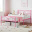 Plateforme de lit simple en métal avec tête et pied de lit, aucun sommier requis, assemblage facile, rose-53669924-53669917