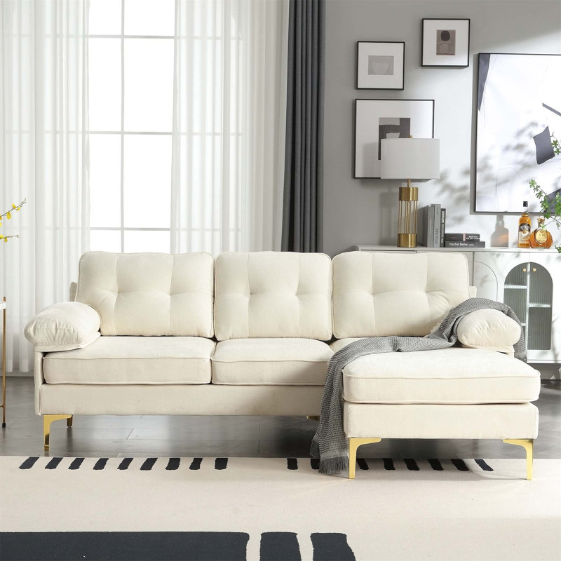 Comfortable Sofa with Versatile Design for Any Home Interior, Beige Plywood