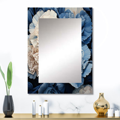Blanc blanc bleu œillets Arrangement VI - grand miroir mural, œillets, impression sur métal