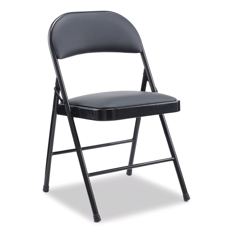 Black Armless Faux Leather Folding Reception Chair Set