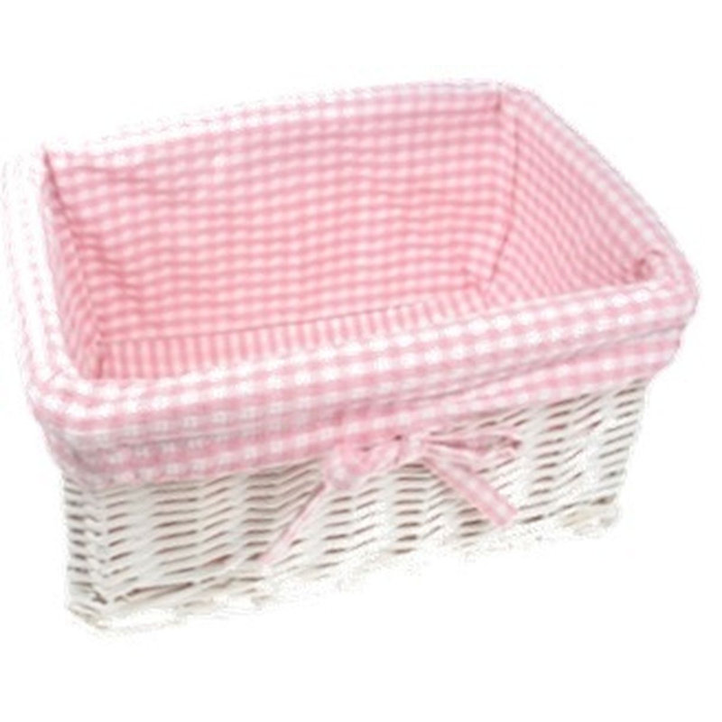 Panier en osier et canevas, H 7 po x l 15 po x P 10 po, Rose
