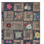 Gray Antique Small Square American Floral Basket Weave Folk Art Design Hooked Rug