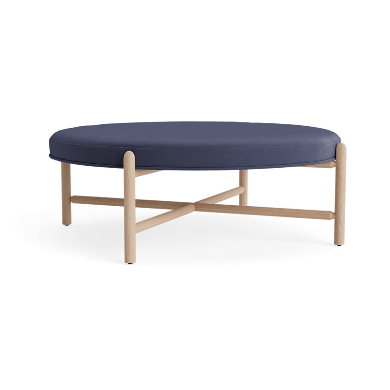 Vane 48" Round Ottoman, Navy, Oak