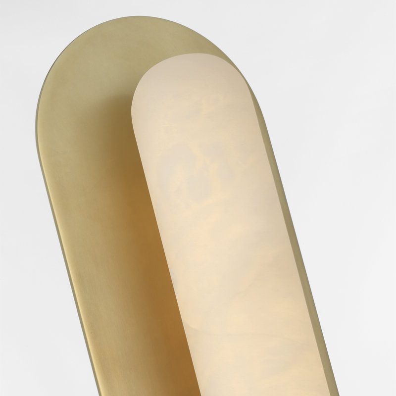 Kelly Wearstler Fosse 28" Linear Tube Sconce with Alabaster, Antique-Burnished Brass