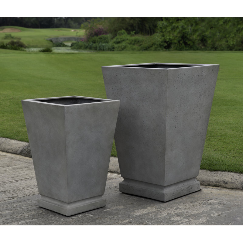 Handmade Pot Planter, 27.5" H x 17.75" W x 17.75" D, Stone Gray Lite