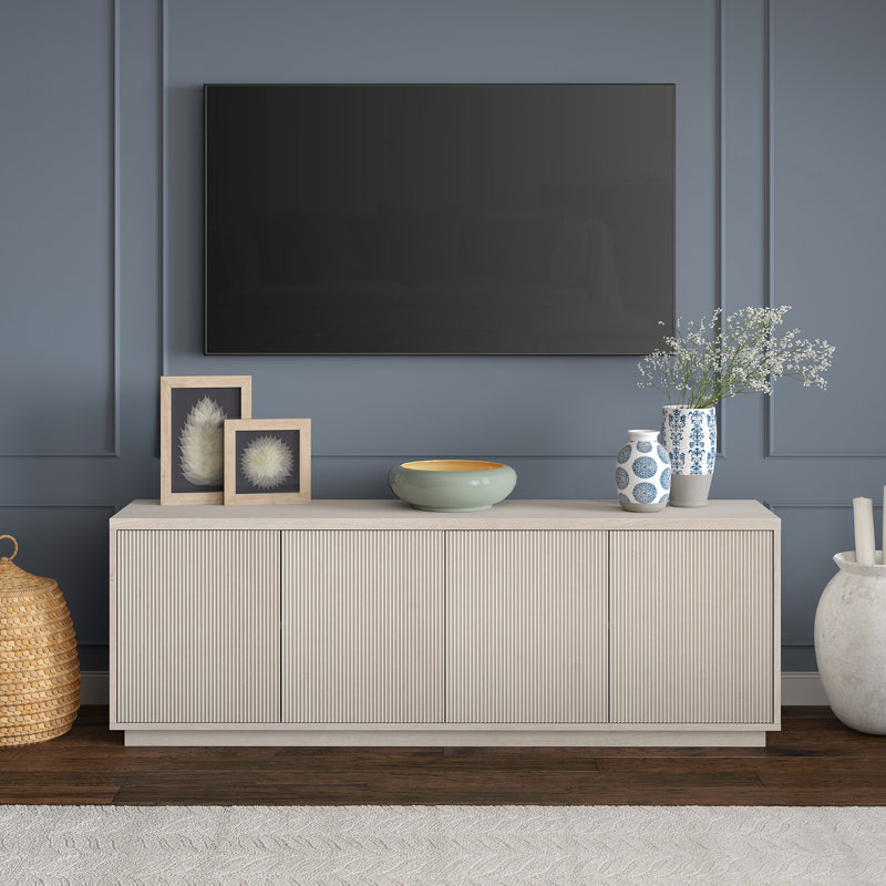 Hanson Rectangular TV Stand For TV's Up To 75", Alder White