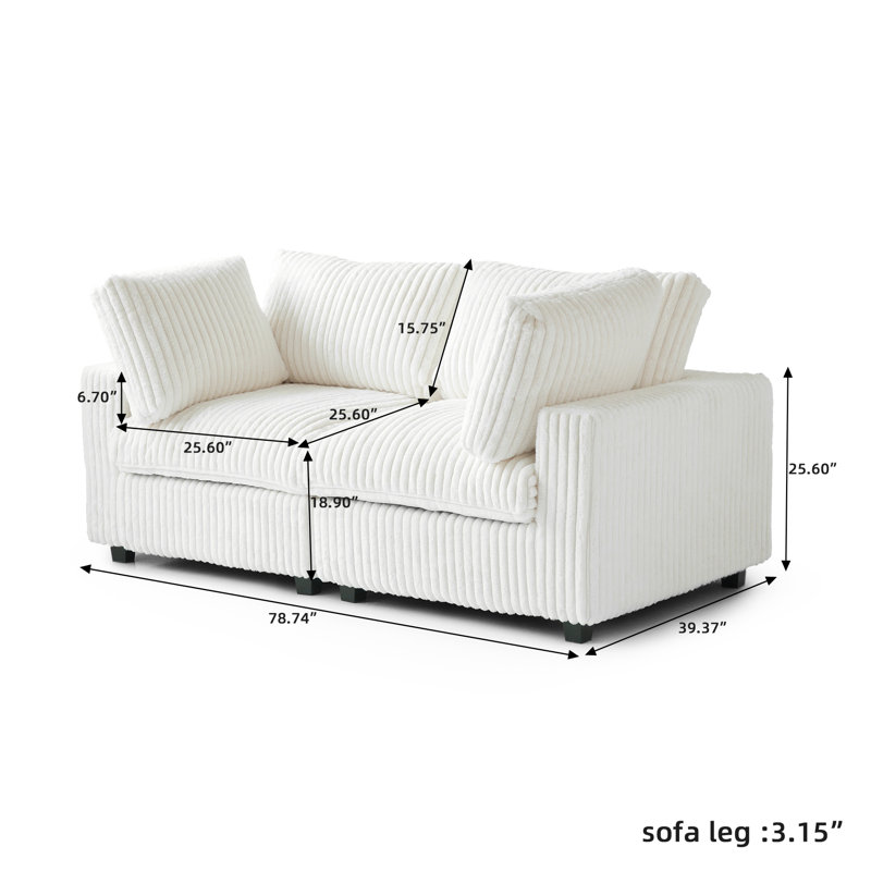 78.74" Upholstered Loveseat, Beige
