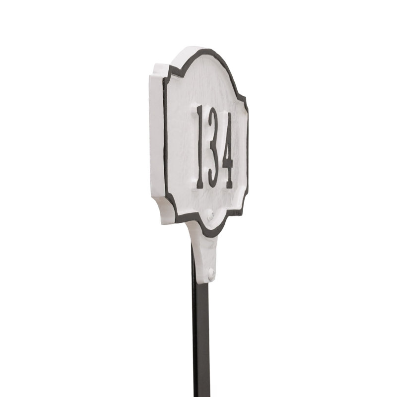 Plaque d'adresse pour pelouse sur 3 lignes, Gris/blanc