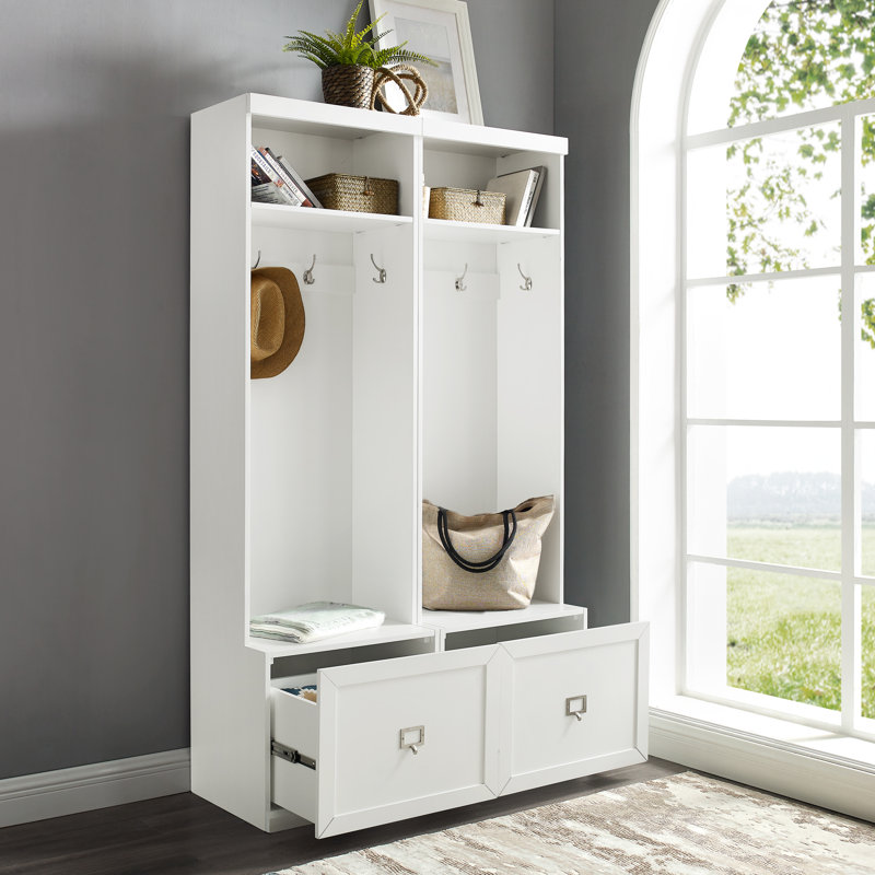Crestshire Hall Tree 44'' Wide with Bench, White