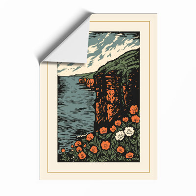 Clifftop Wildflowers Coastal - Framed Print