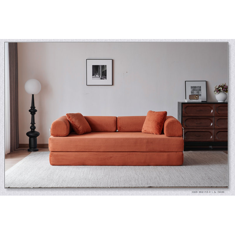 Canapé-lit convertible de 200 cm (78,8 pouces) avec coussin, dossier et accoudoirs, idéal pour le salon et la chambre.