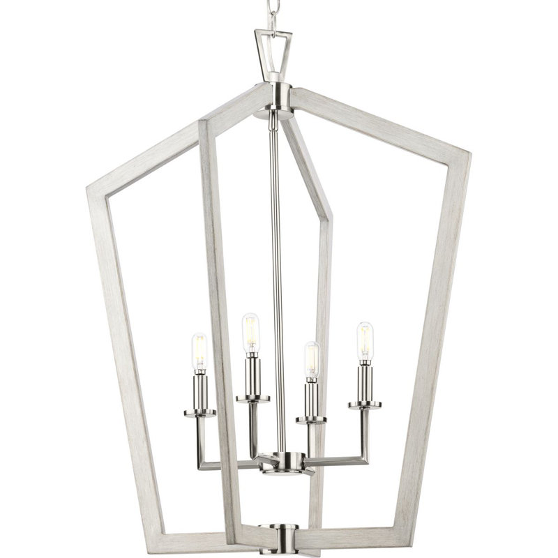 Lustre de vestibule quatre lumières 24 po, Nickel brossé
