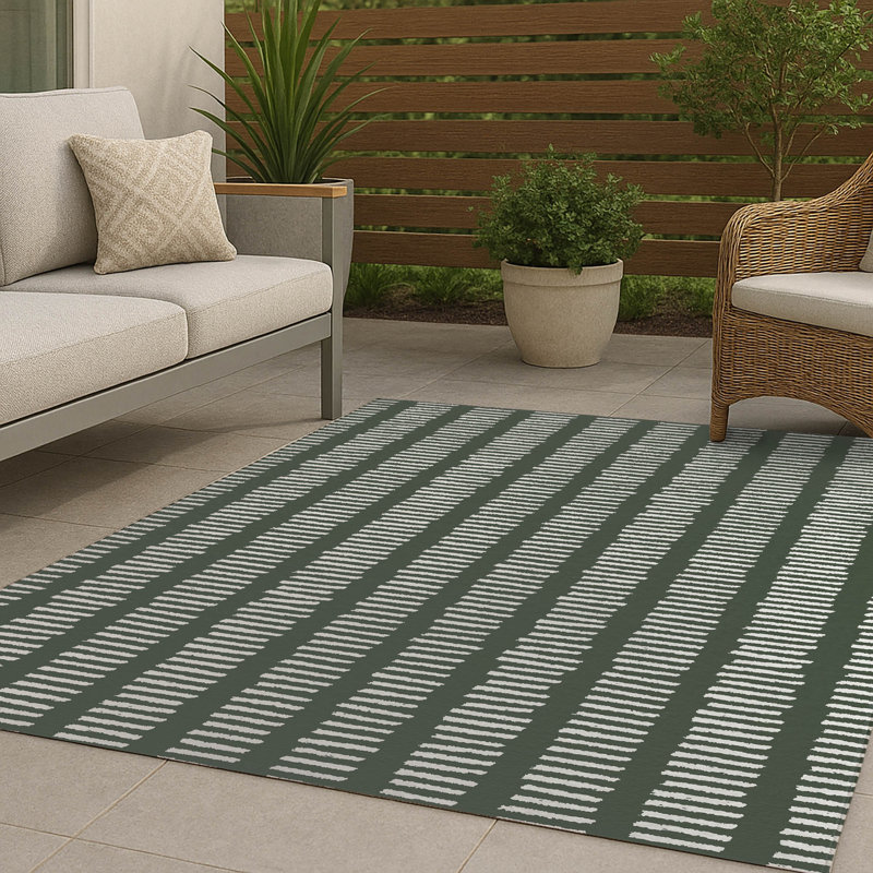 Fencing Rows Non-Slip Outdoor Rug, Rectangle 2' x 3'