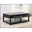 Table basse en bois fritté noir Garvine - roues faciles à déplacer, rangement compact Finition durable
