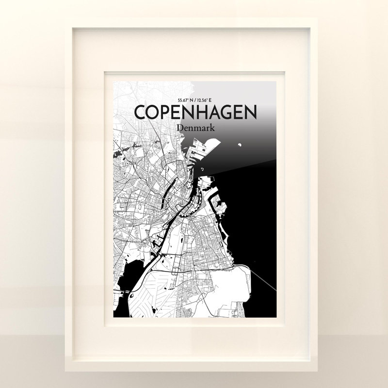 Copenhagen City Map In Ink - No Frame Print, 24cm H x 18cm W x 0.05cm D