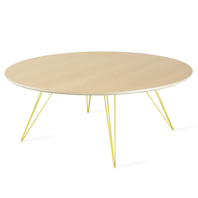 Williams Single Coffee Table, 18" H x 46" L x 46" W, Yellow, Maple