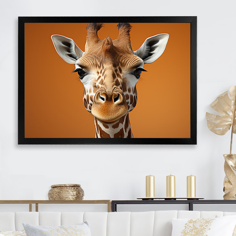 Girafe brune sentinelle Savannah, H 16 po x l 32 po x P 1 po, Cadre simple noir