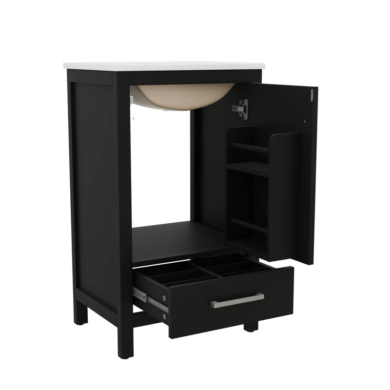 Meuble-lavabo moderne avec lavabo en céramique, Noir