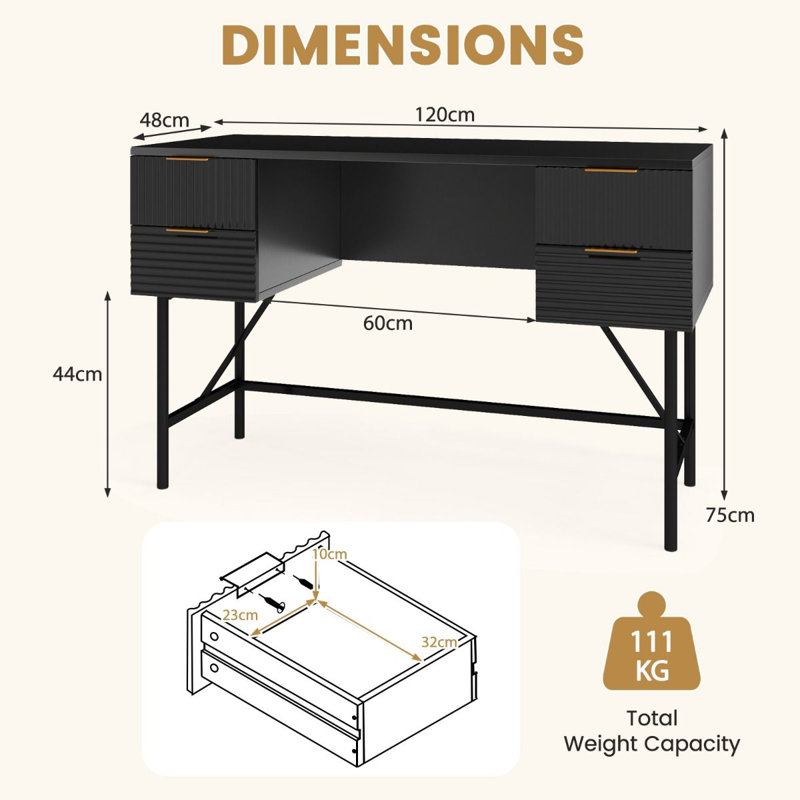 Metal Base Computer Desk