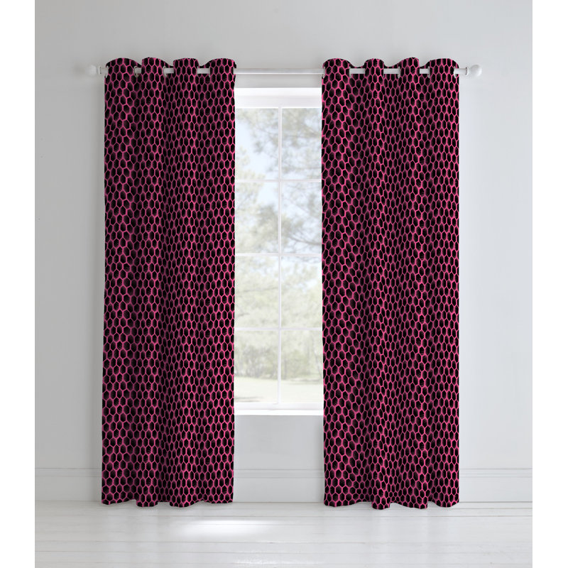 Neon Football Easy Care Eyelet Curtains, Pink