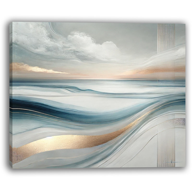 Horizon Serenity - art abstrait sur toile tendue paysage marin, H 24 po x l 36 po x P 1,5 po
