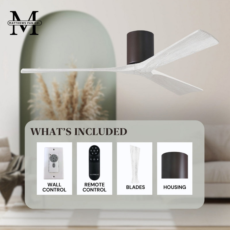 Irene Ceiling Fan, Textured Bronze, Matte White, 60"