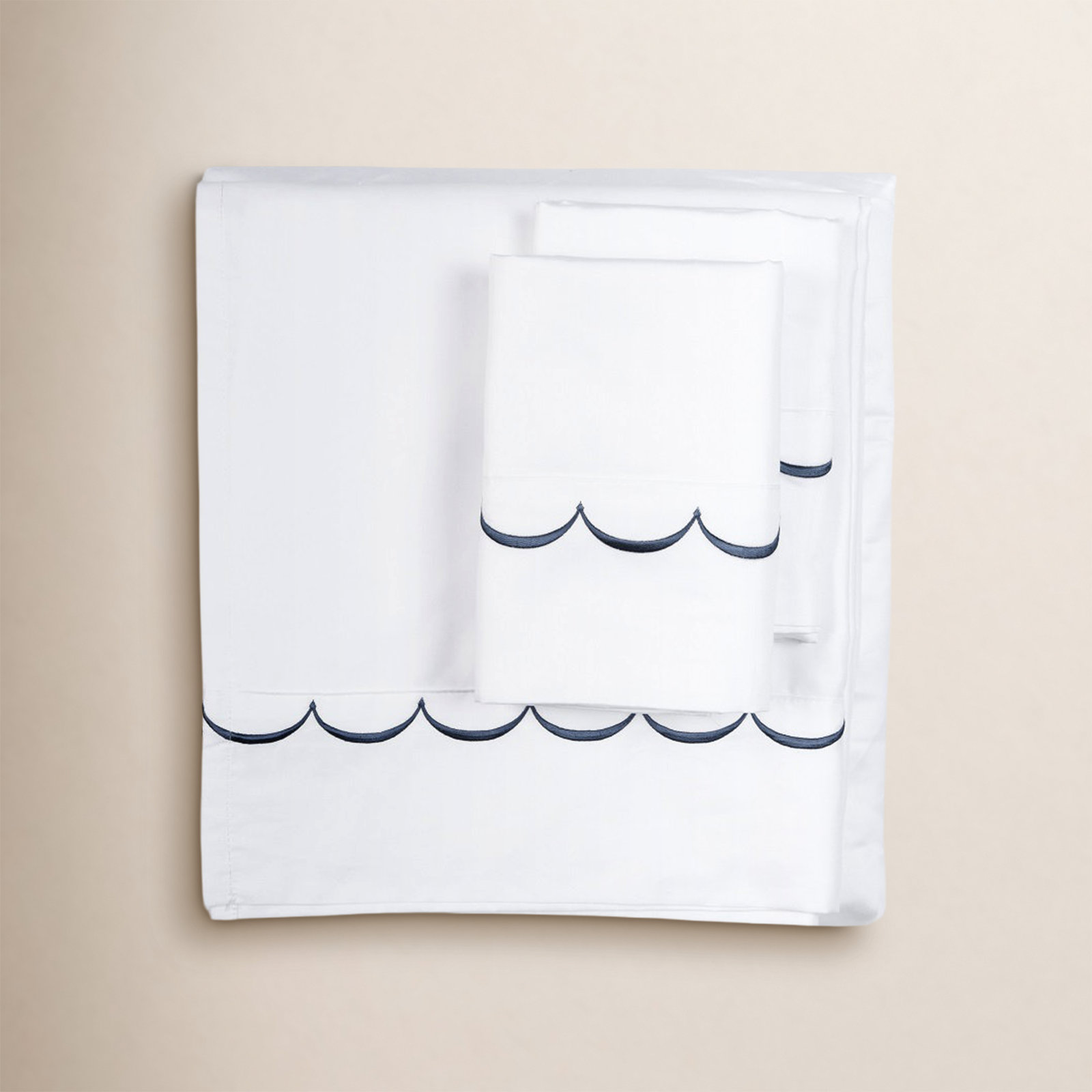 Camillo Cotton Sheet Set, King Sheet Set + Fitted Sheet + 2 Pillowcases, Navy