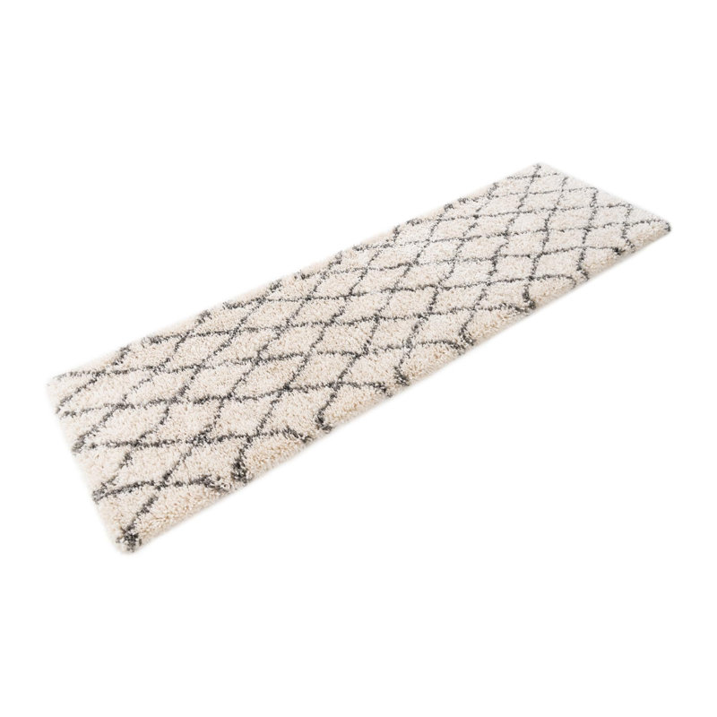 Reardon Geometric Shag Ivory/Gray Area Rug, Runner 2' x 4'1"
