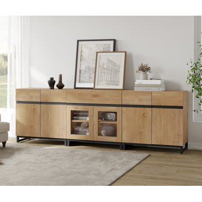 Modern Dresser With Adjustable Shelves And Drawer, 3 In 1 Storage Cabinet With Glass Doors, Chest Of Drawers For Bedroom