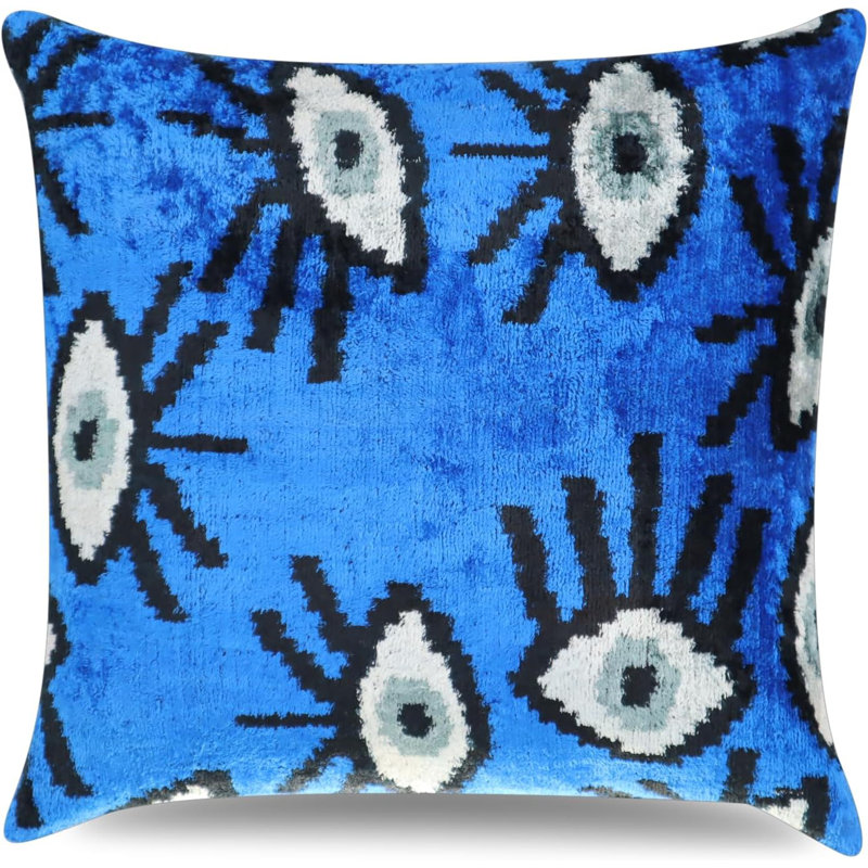 Velvet Square Pillow Cover & Insert, Blue