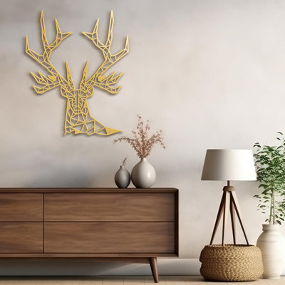 Geometric Deer Head Modern Abstract Wall Accent Sculpture Hanging Decoration Metal Wall Decor