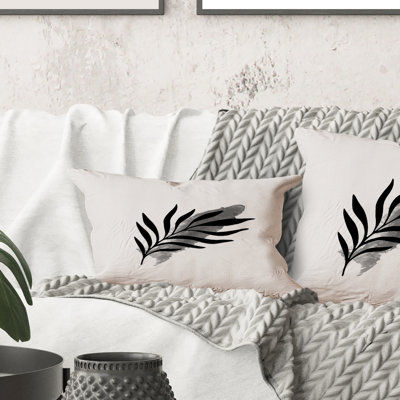 Rectangle, feuille tropicale abstraite I - coussin décoratif imprimé moderne