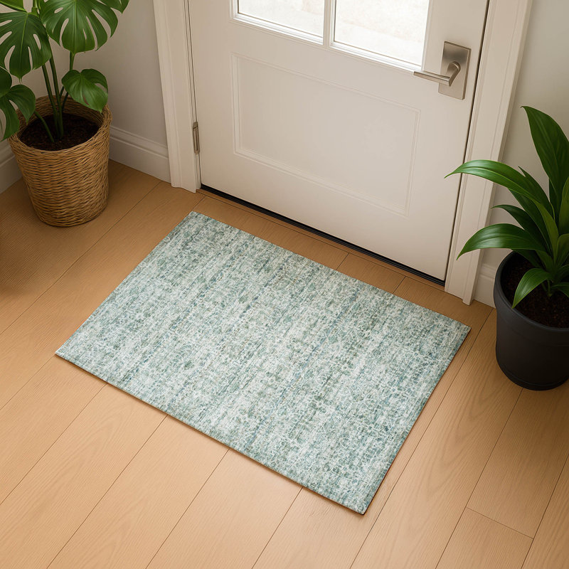 Tapis de qualité supérieure lavable à la machine Mayfield AMF2152, Sarcelle, Rectangle 1 pi 8 po x 2 pi 6 po