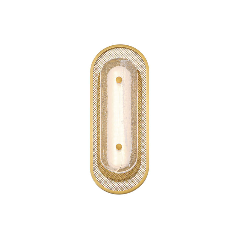 Applique murale, verre, Argent argent, H 6 po x l 16 po x P 2,75 po, Doré