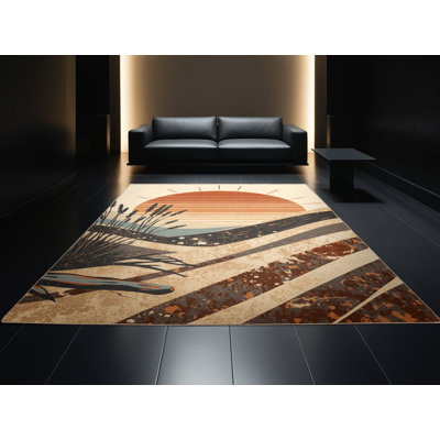Machine Washable Ottavio Modern Rustic Vintage Look Rug in Beige – Beige Binding