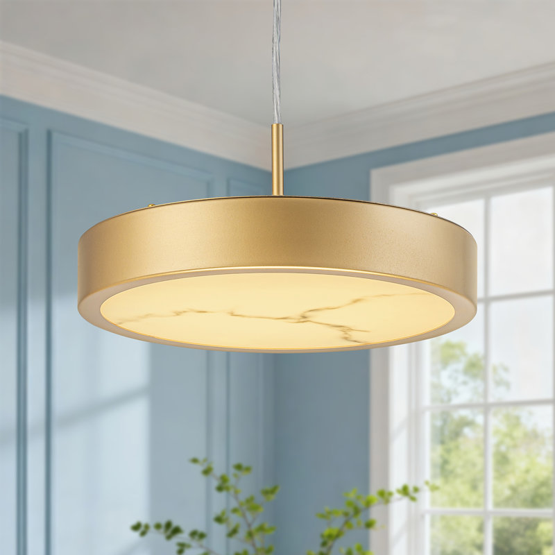 Lustre moderne en résine d'aspect pierre albâtre, 11.81"