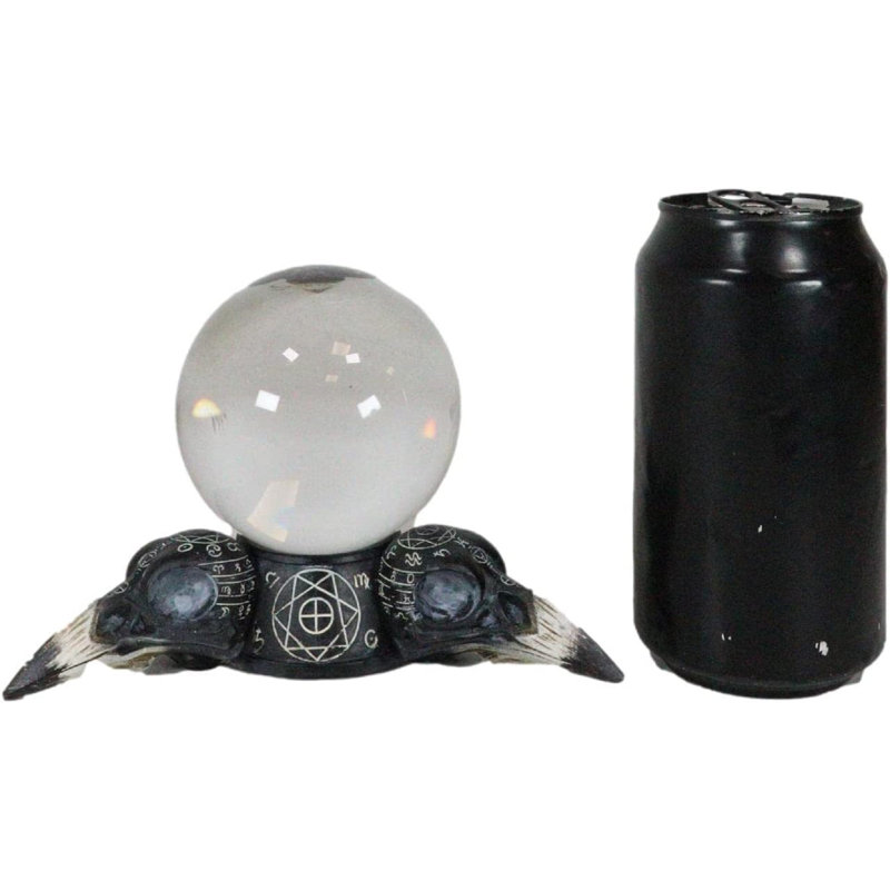Bungalow rose Wicca psychique diseuse de bonne aventure corbeau corbeau crânes géométrie sacrée boule de cristal figurine sorcière sorcière Wiccan divinité décoration Halloween