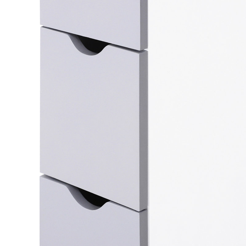 Armoire tour en lin de 54 po de hauteur - rangement de salle de bain avec 2 tablettes et tiroirs, étagère de rangement blanche à niveaux, organisateur de plancher étroit pour les fournitures